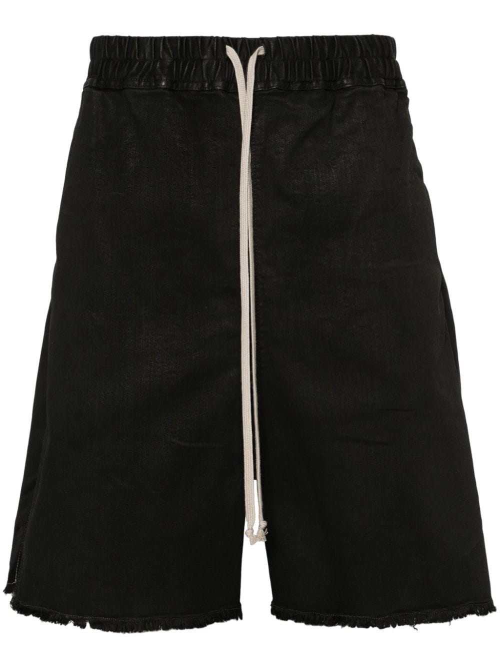 drop-crotch waxed-denim shorts - 1
