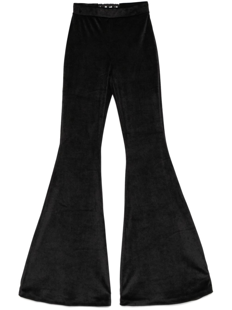 chocker-detailed velvet trousers 1