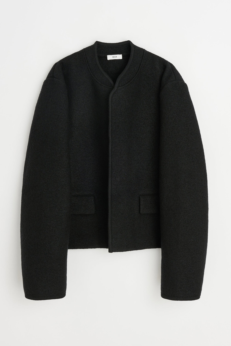 RIER RIER WALKER JACKET CITY CROP BLACK FELTED | REVERSIBLE
