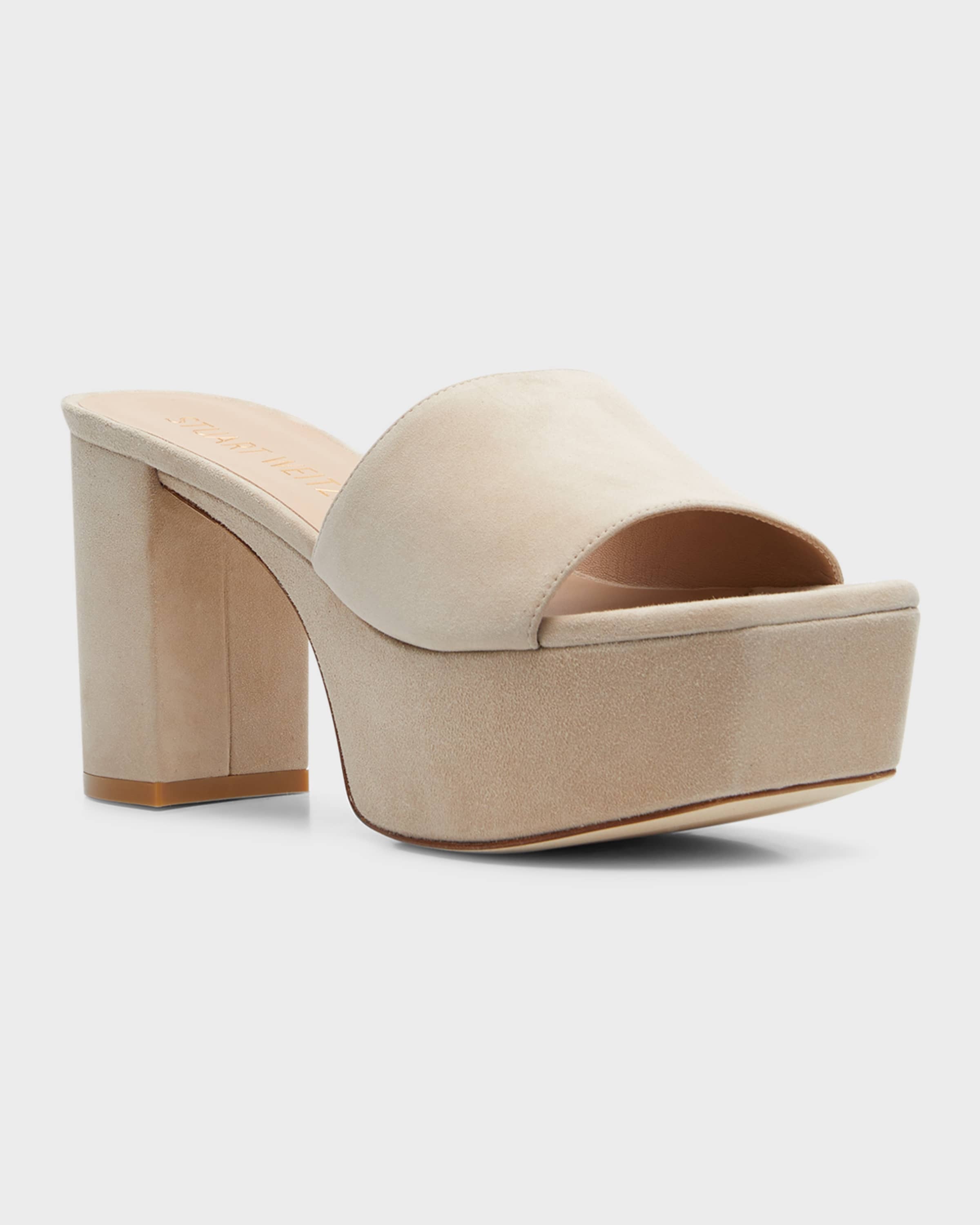 Square High Suede Platform Sandals - 3