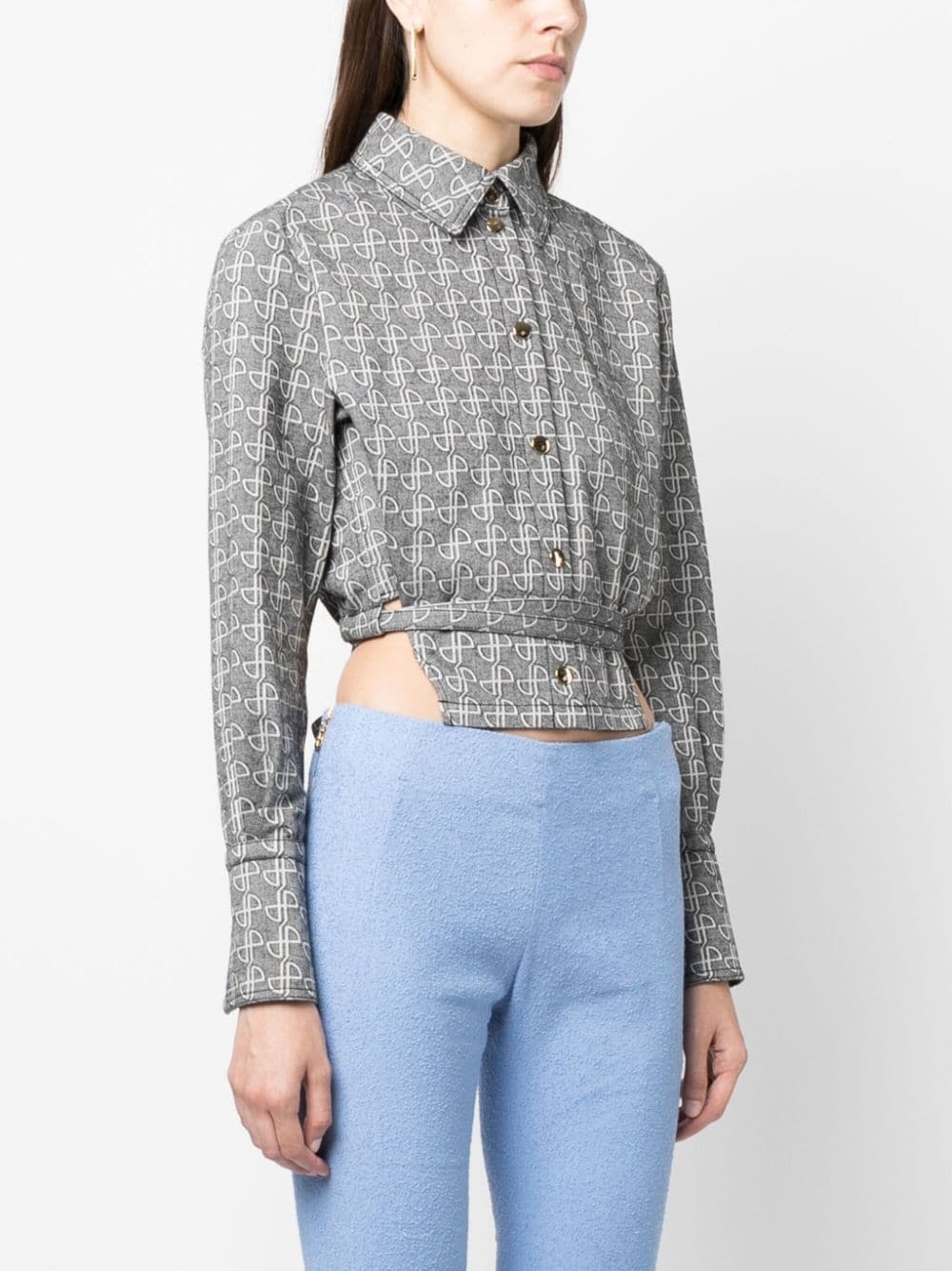 tied-waist cotton shirt - 3