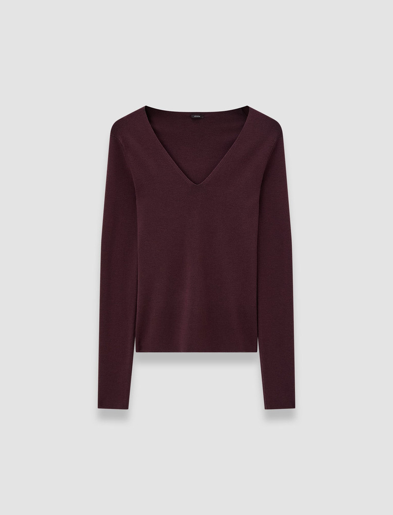 Silk Stretch V Neck Top 1
