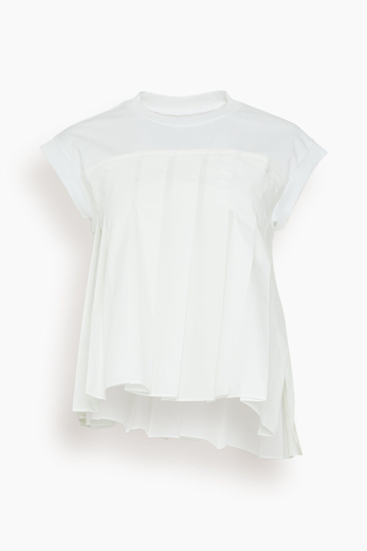 Cotton Poplin x Cotton Jersey T-Shirt in Off White - 1