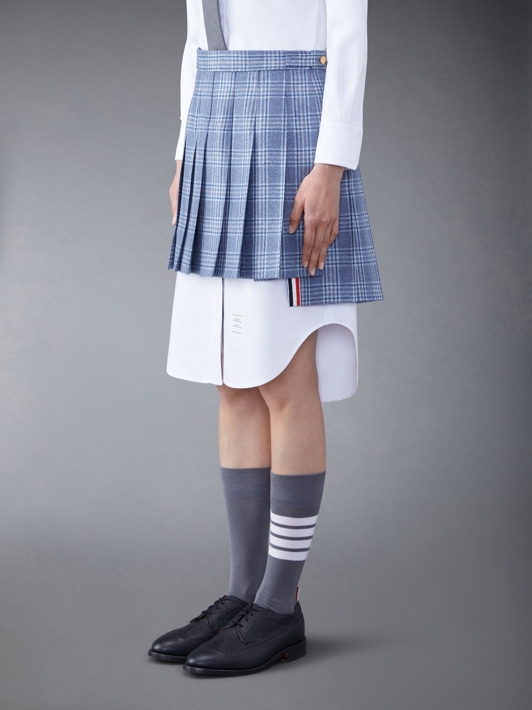 Wool Cashmere Check Pleated Mini Skirt - 2