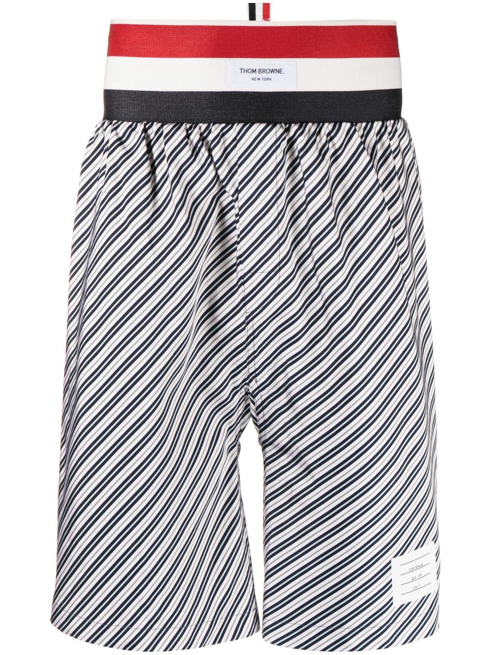 RWB stripe-print drop-crotch shorts - 1