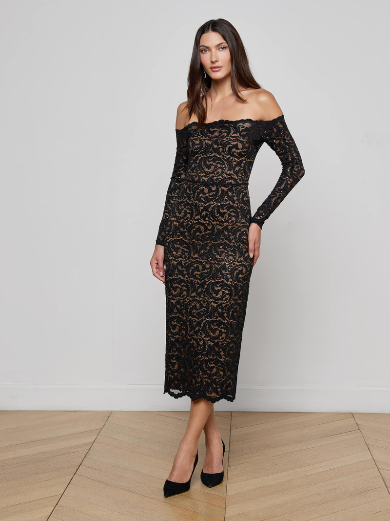 L'AGENCE Lindsay Sequined Lace Dress outlook