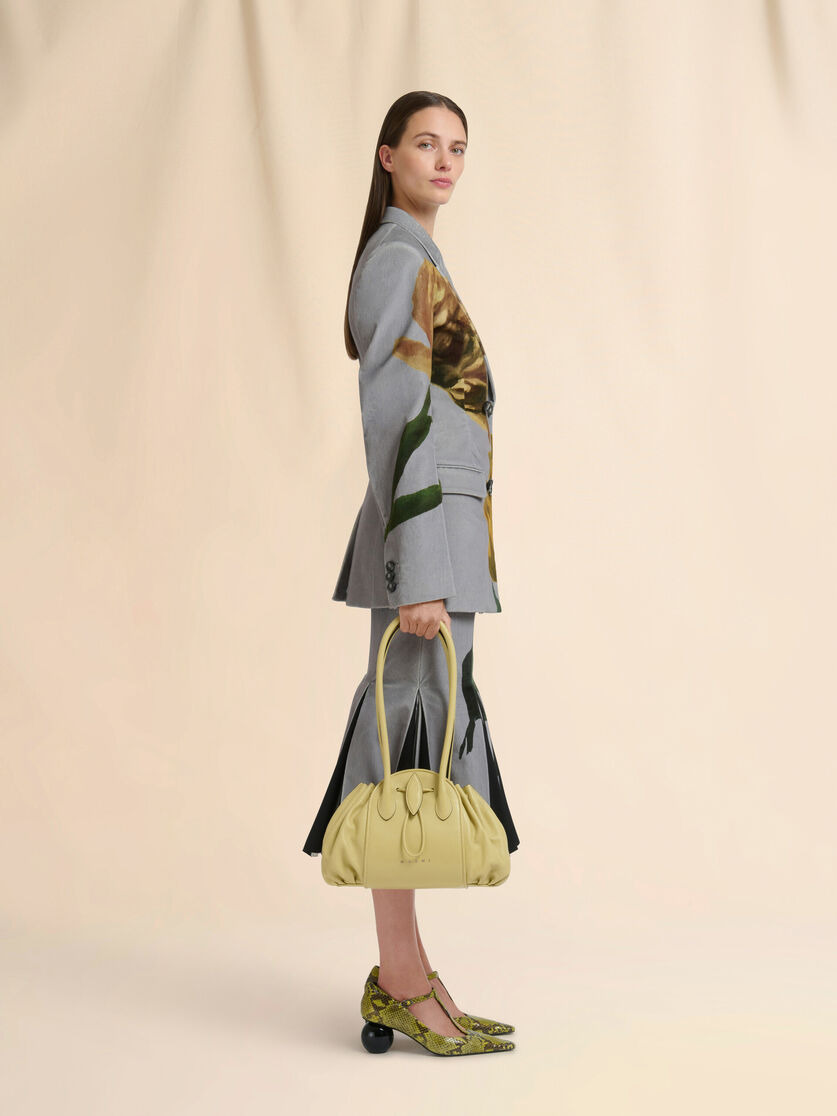 YELLOW LEATHER TULIPEA SHOULDER SHOPPER - 2