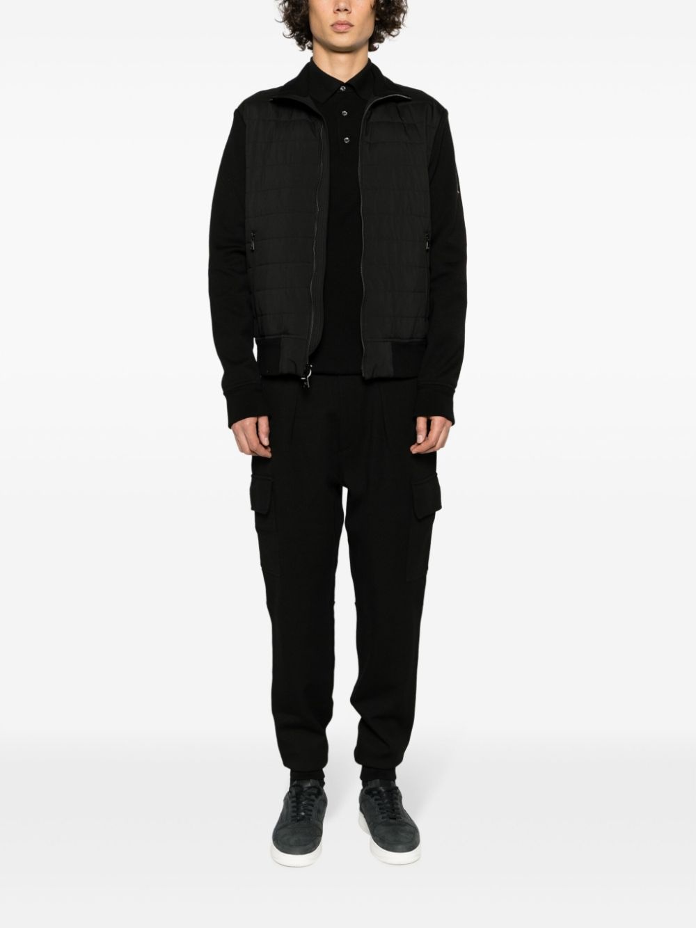 logo-patch herringbone-pattern jacket - 2