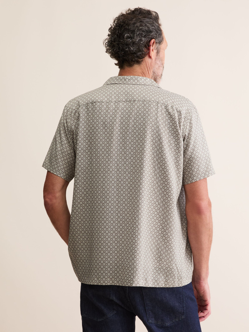 Men's Short Sleeve Shirt London Geo Cross Taupe 4