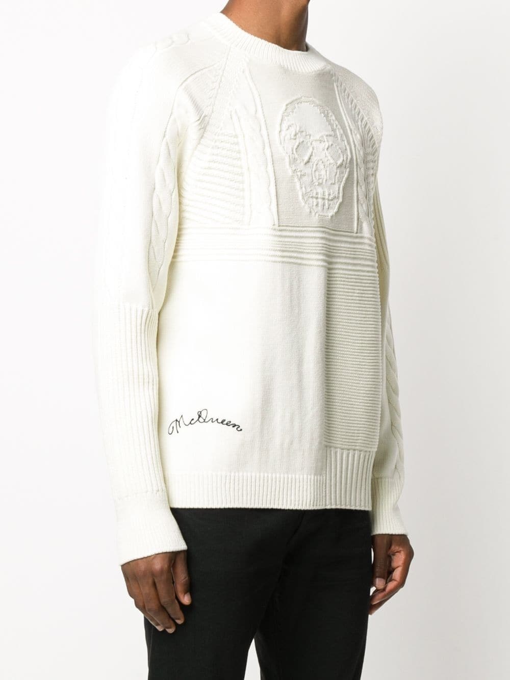 cable-knit skull jumper - 3