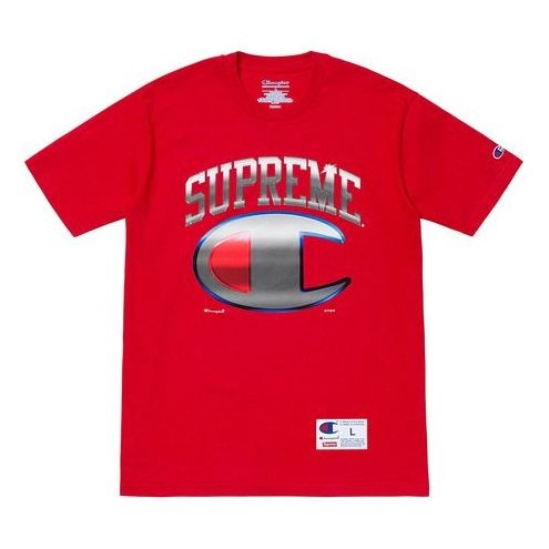 Supreme SS19 x Champion Chrome S/S Top Crossover Short Sleeve Unisex Red SUP-SS19-10256 - 1
