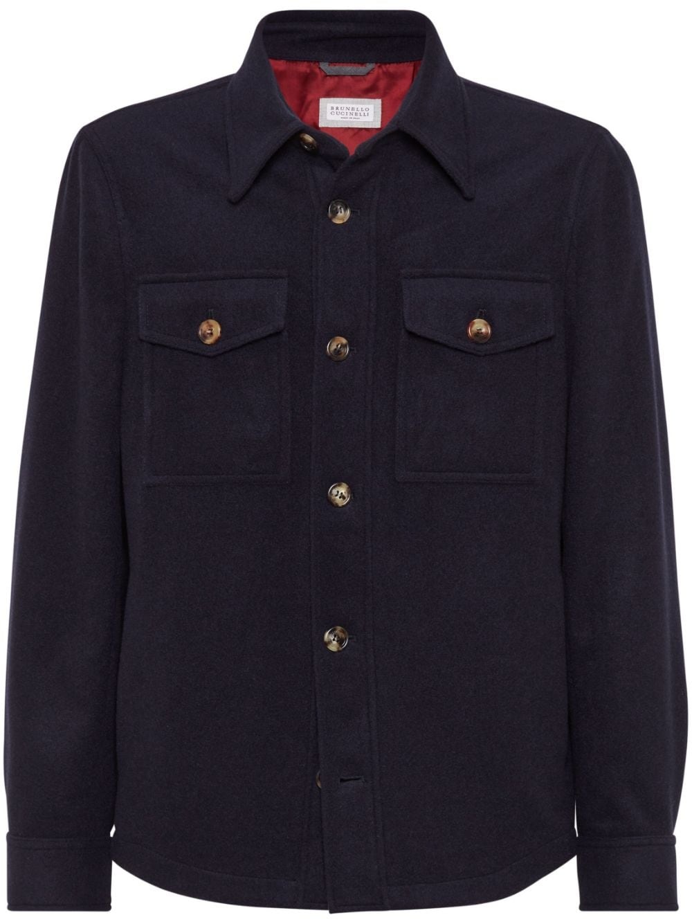 long-sleeve wool shirt jacket - 1