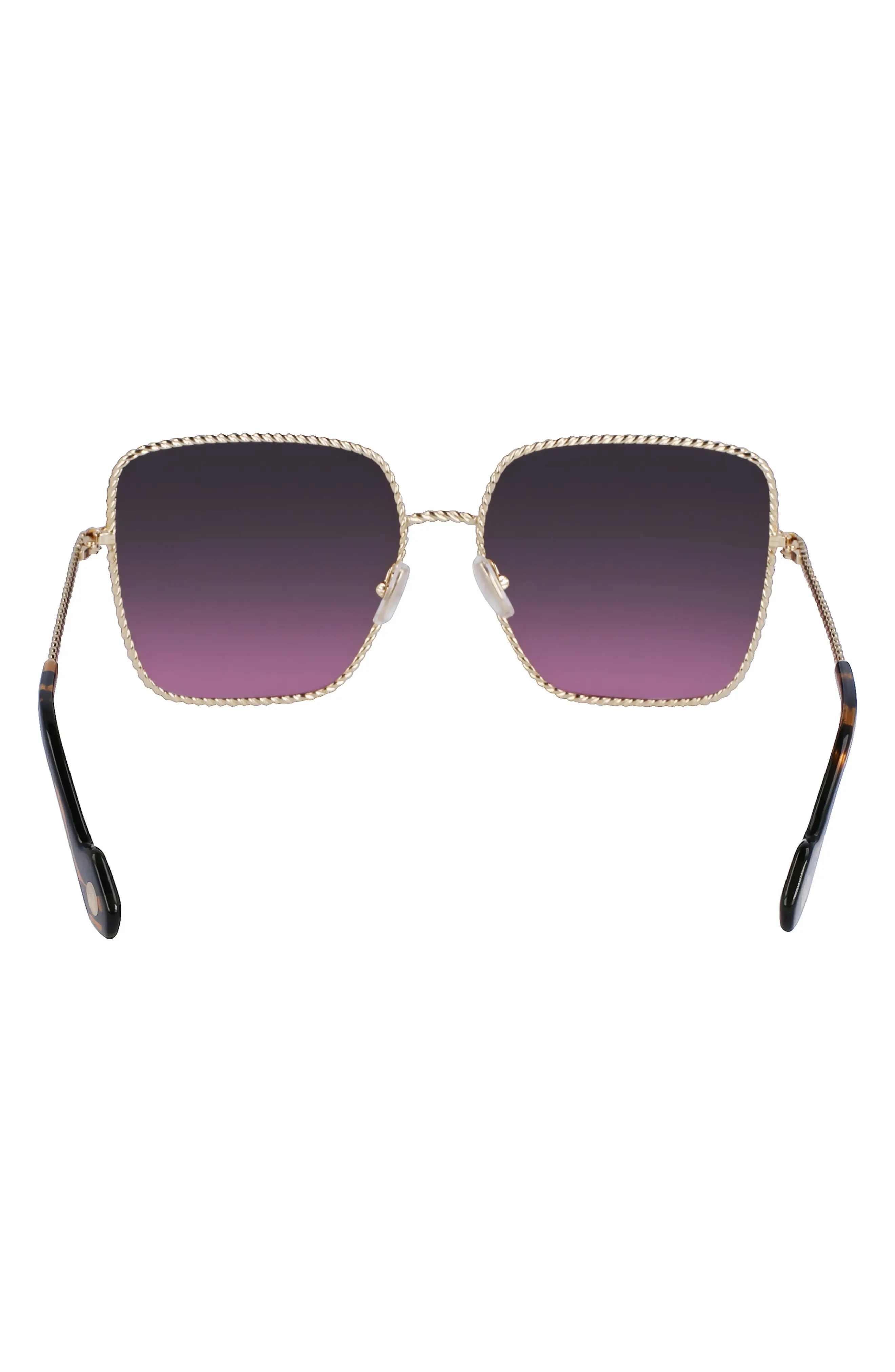 Babe 59mm Gradient Square Sunglasses in Gold/Gradient Grey Rose - 4