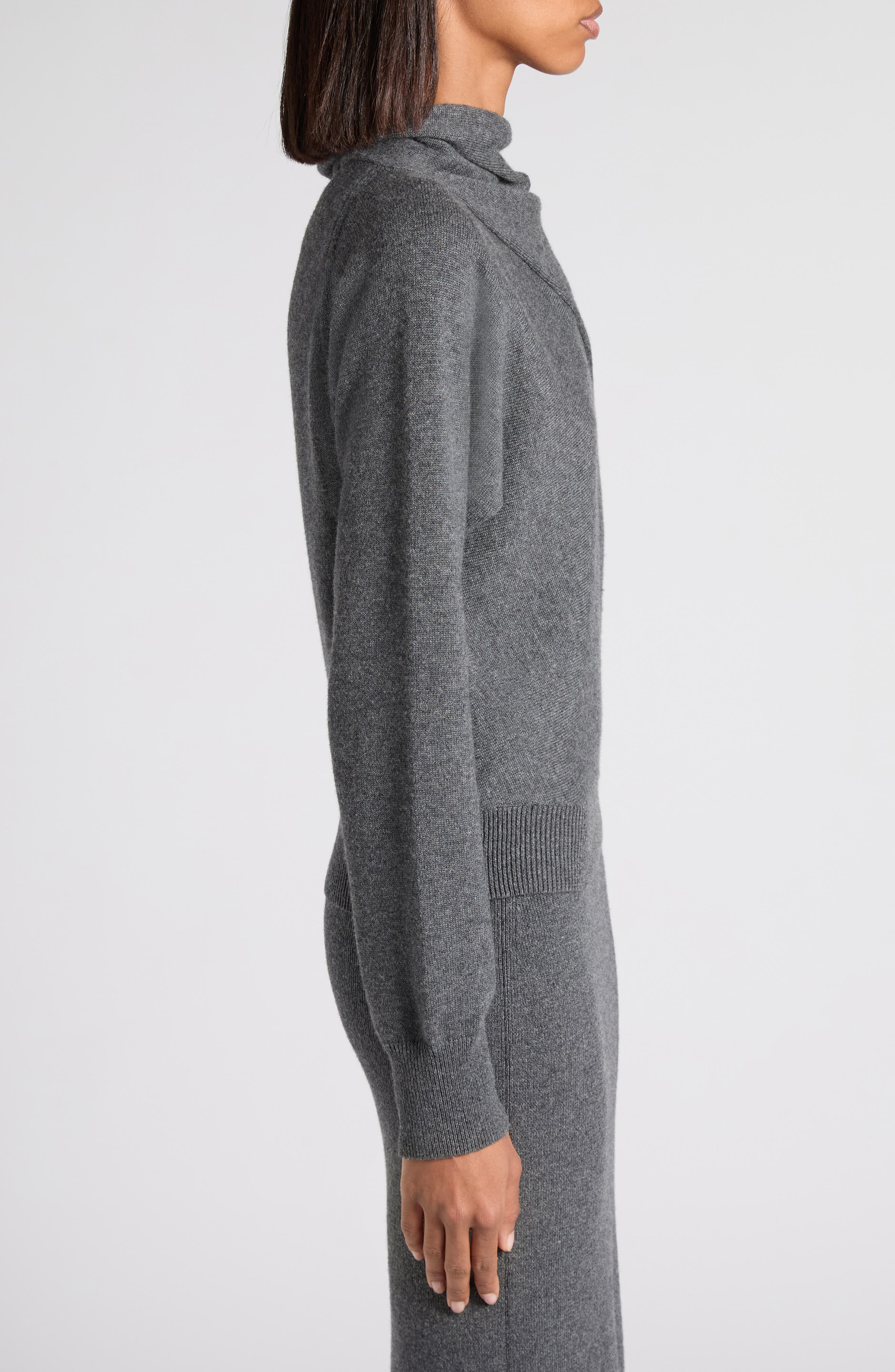 TOM FORD Wrap Detail Cashmere & Cotton Sweater in Ig712 Dark Grey Melange at Nordstrom - 4