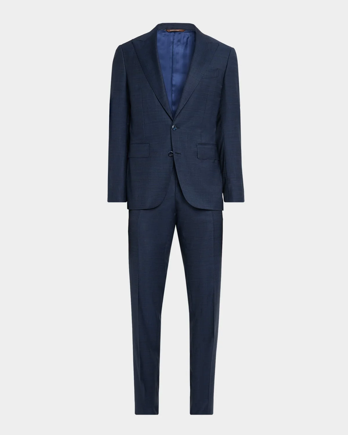 Men's Denim Effect Wool Peak Lapel Suit - 1