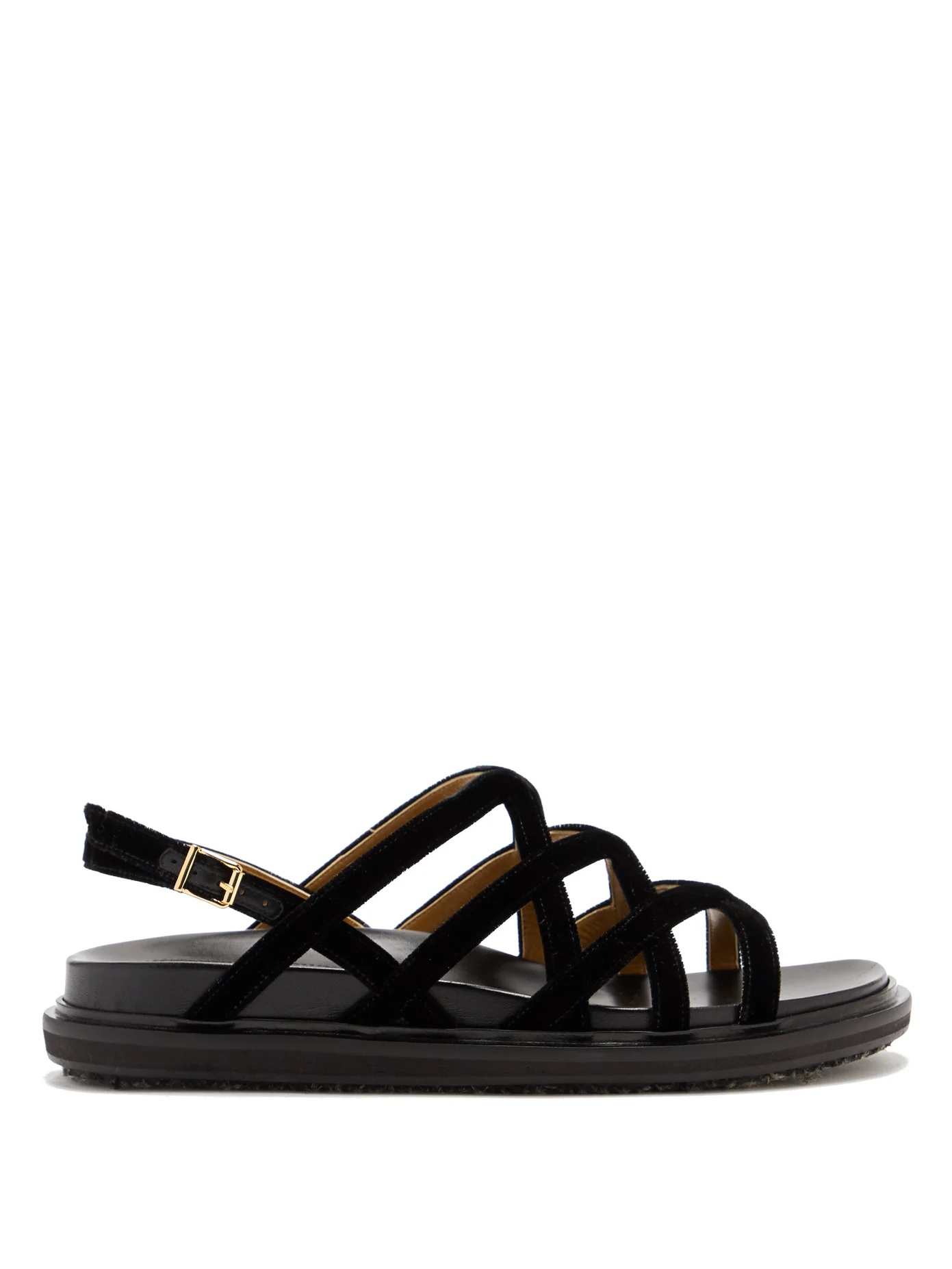 V-strap velvet slingback sandals - 1