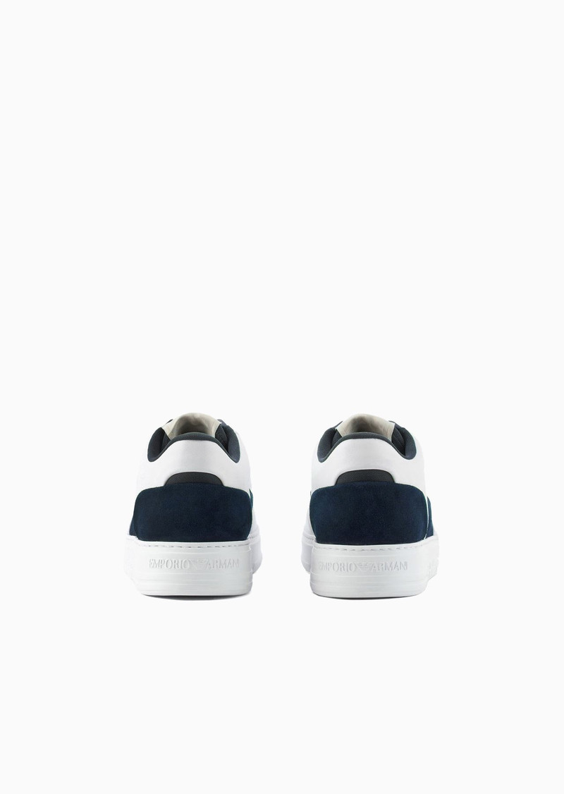 EMPORIO ARMANI Leather and suede sneakers with side logo outlook
