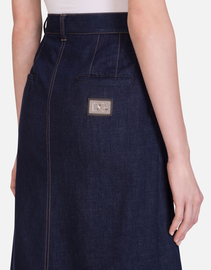 Deep blue denim midi skirt - 5