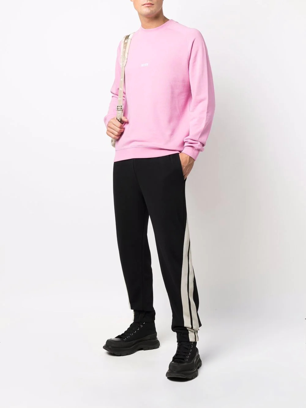 side-stripe cotton track pants - 2