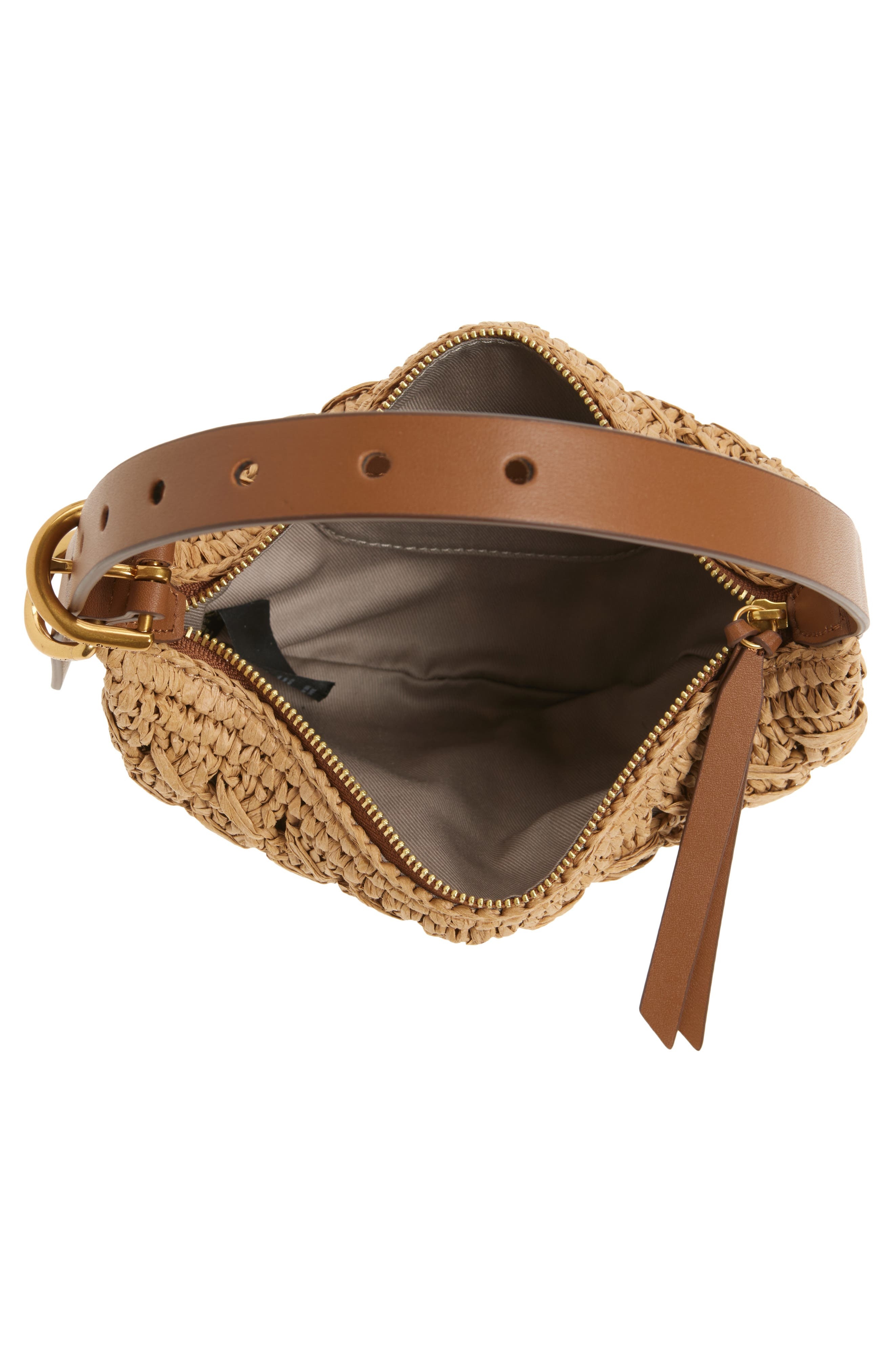 rag & bone Small Mercer Woven Straw Hobo Bag in Cognac at Nordstrom - 3