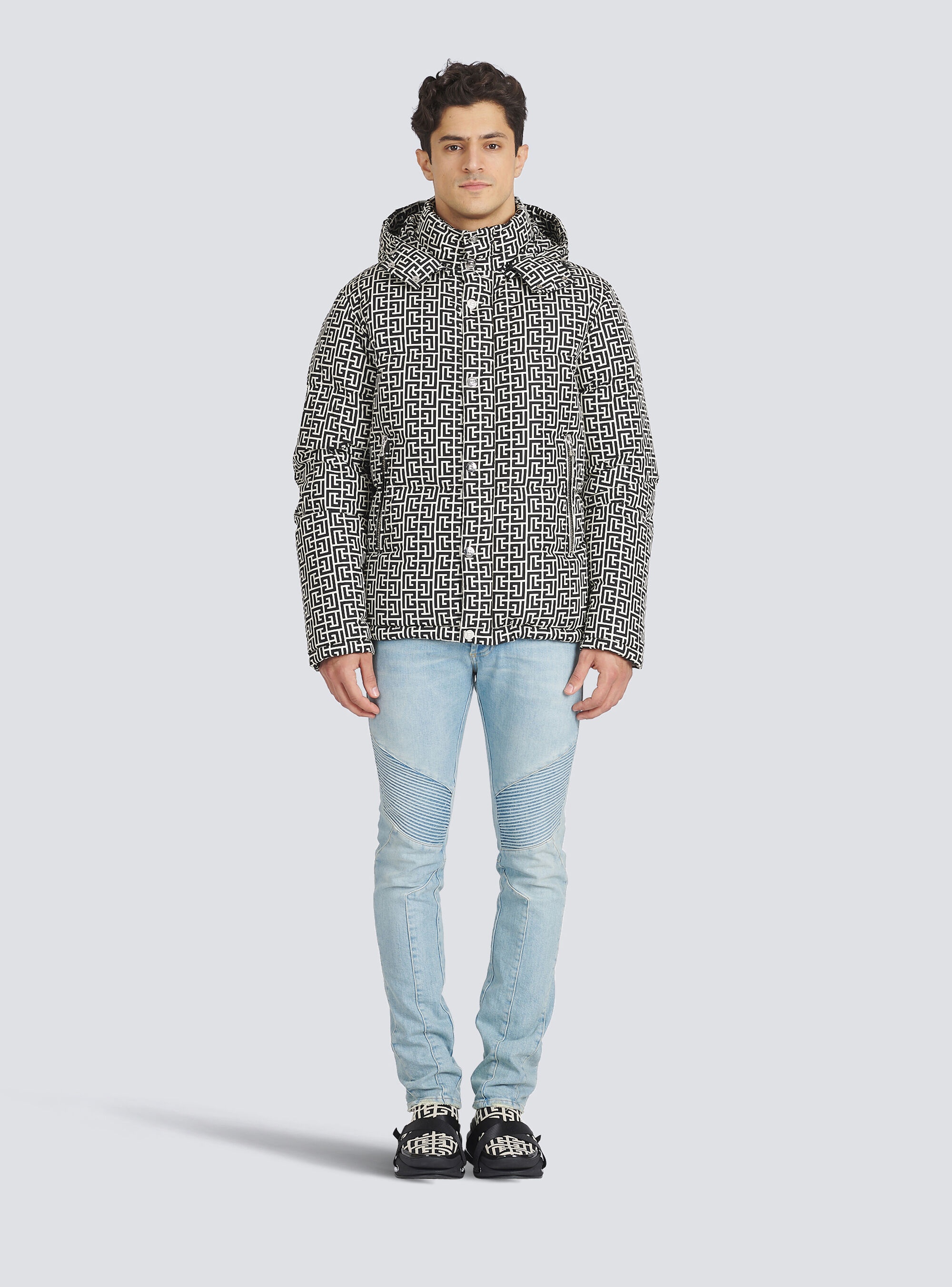 Nylon quilted coat with Balmain monogram - 2