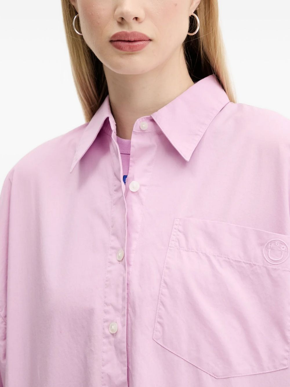 embroidered-logo cotton shirt - 4