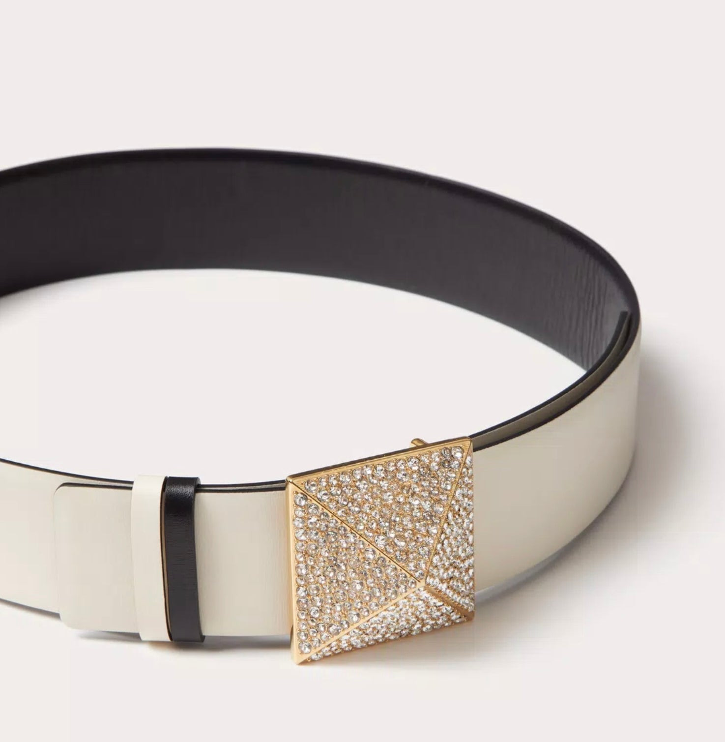 Valentino Garavani One Stud Reversible Shiny Calfskin Belt 40mm - 4