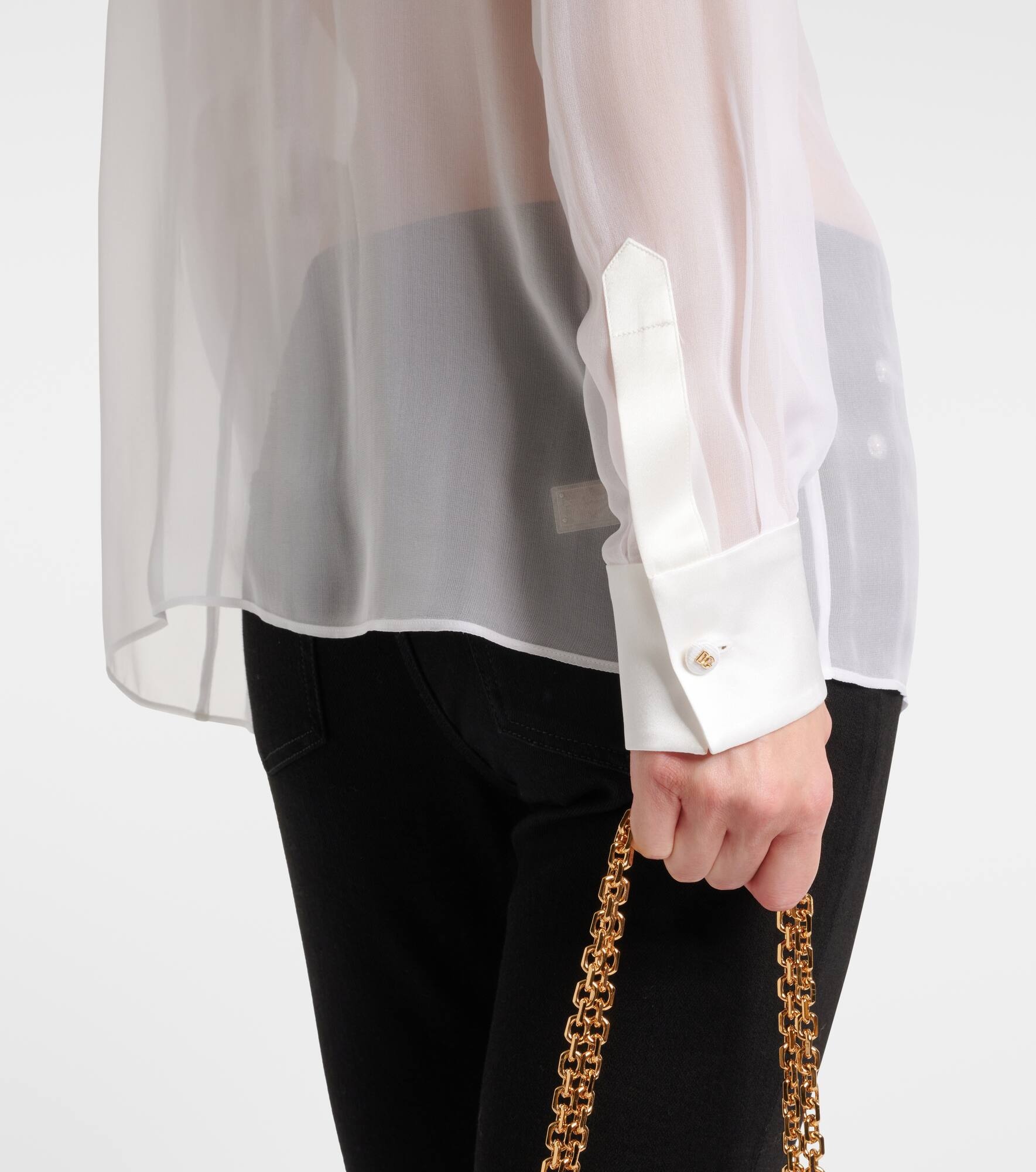 Bow-detail silk chiffon shirt - 5