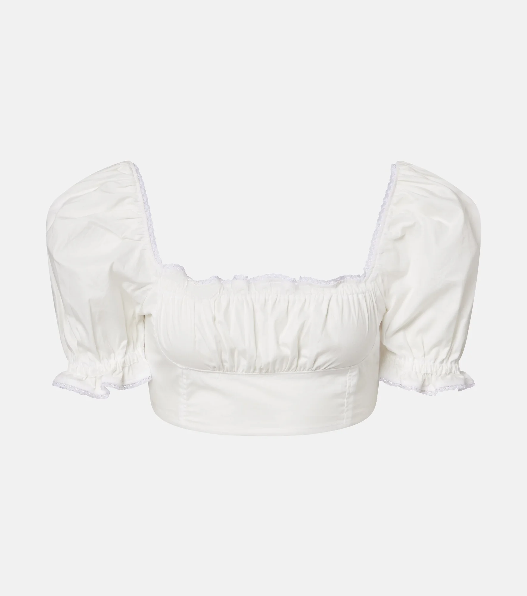 Ligia ruffled cotton poplin crop top - 1