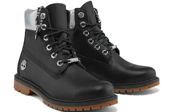 (WMNS) Timberland Heritage 6 Inch Waterproof Boots 'Black Full Grain with Silver Collar' A2M8GW - 4