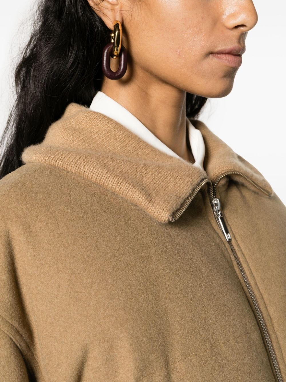 felted zip-up padded jacket - 5