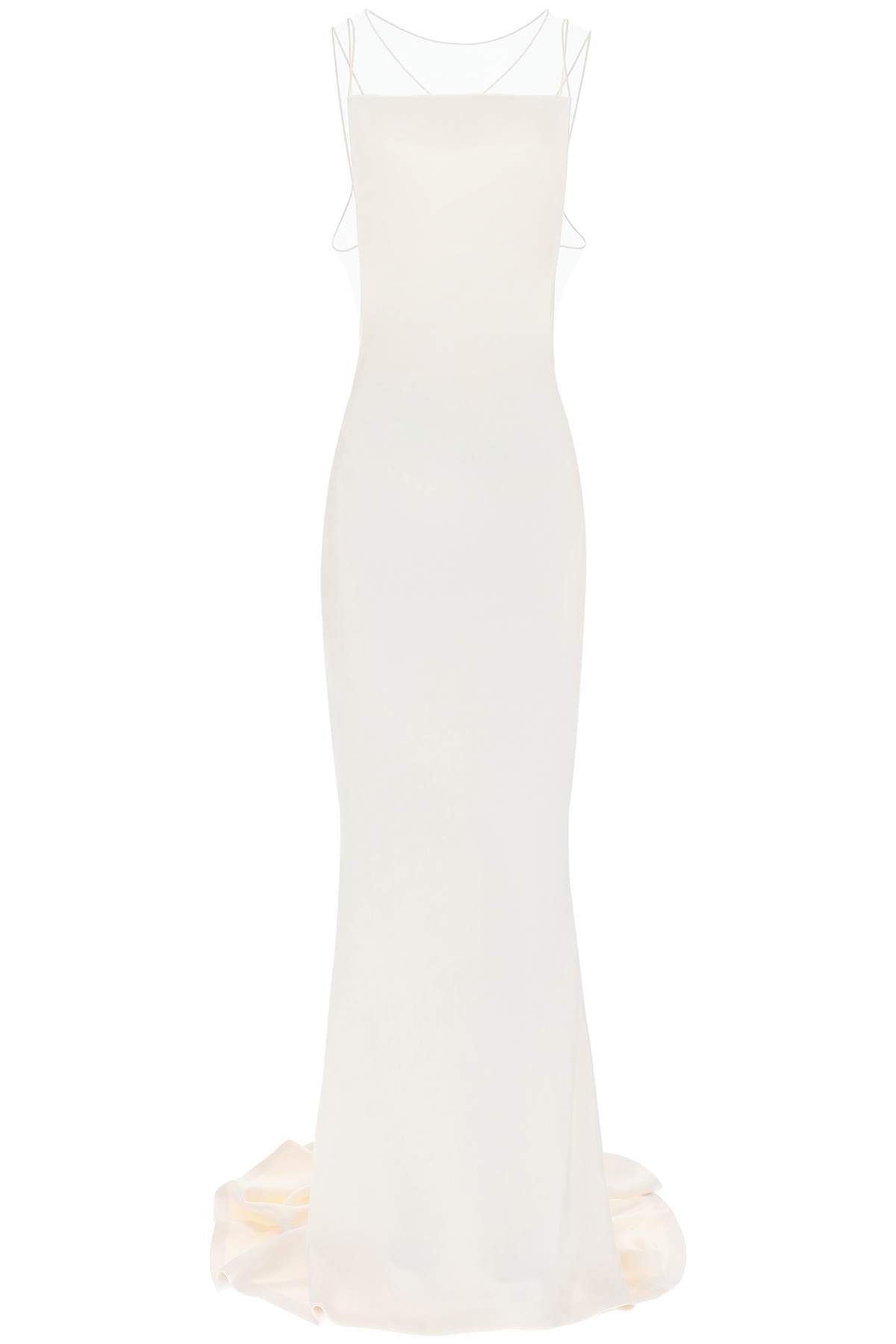 パーティードレス MAISON MARGIELA hammered satin gown SI0CT0001 S49465 Ivory Hammered Satin Flared Maxi Dress | Maison Margiela