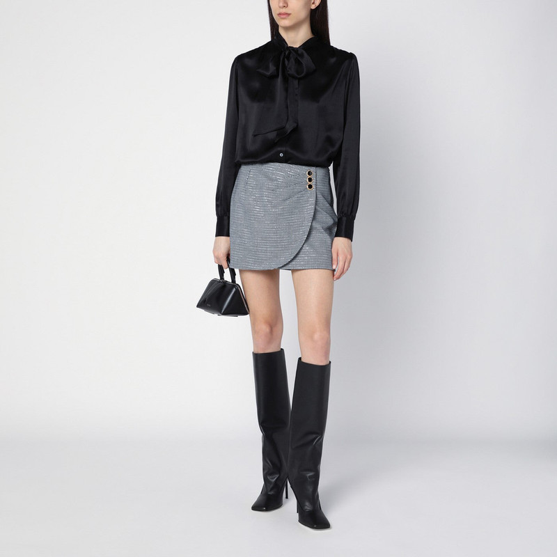 Alessandra Rich Black silk shirt with bow outlook