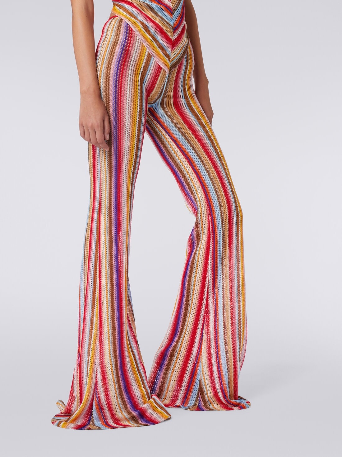 Flared trousers in striped crochet - 5