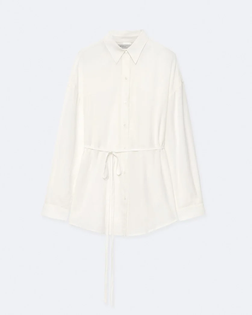 ILANA TIE-WAIST RELAXED COTTON SHIRT - 1