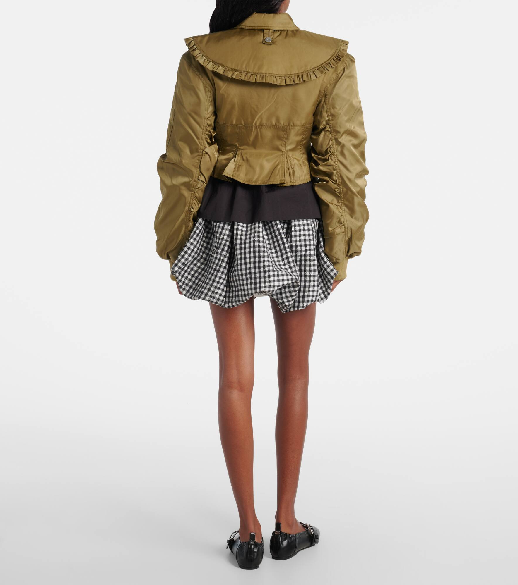 Cropped ruched bomber jacket - 3
