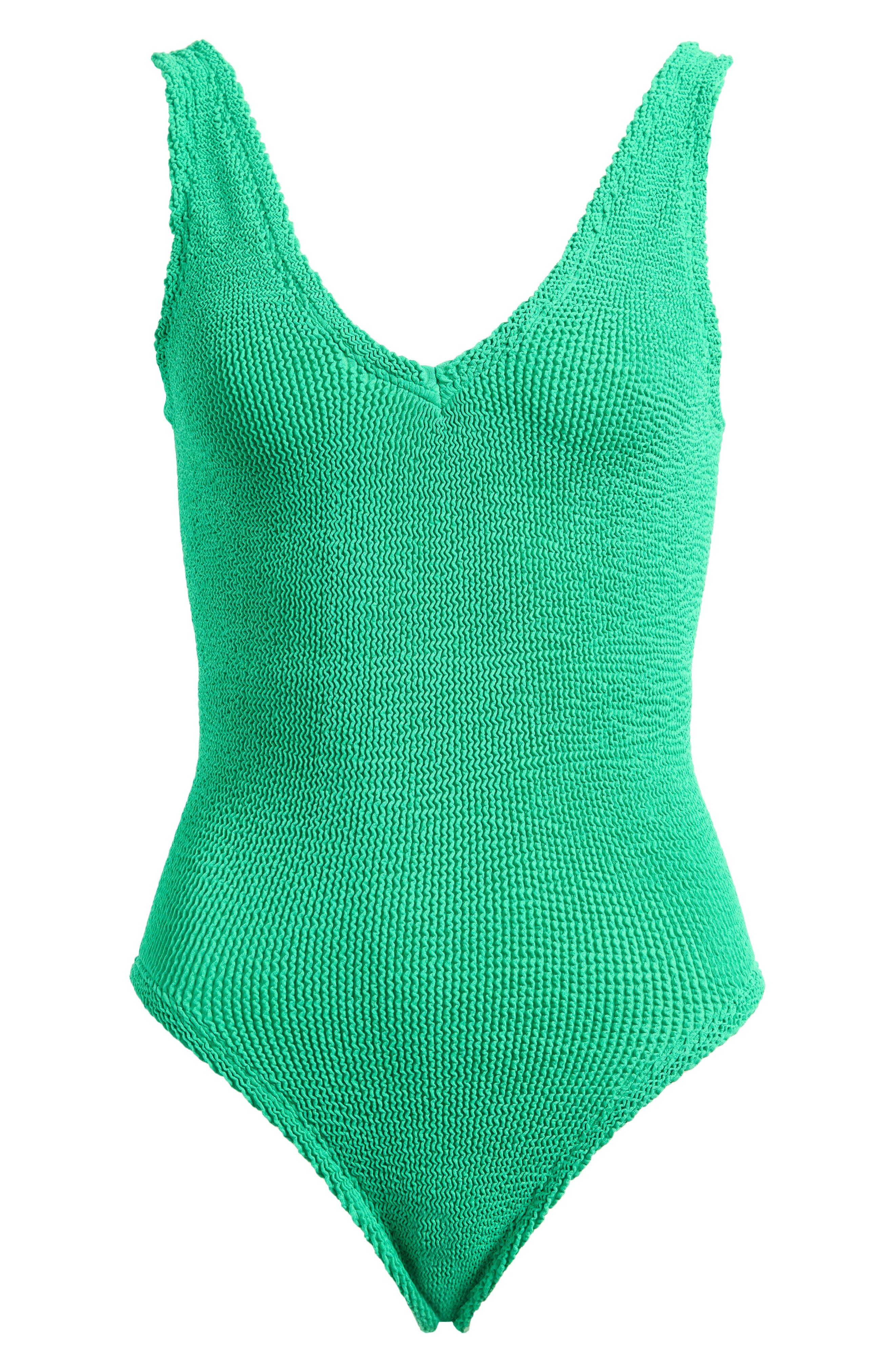 Hunza G Sadie V-Neck One-Piece Swimsuit in Emerald at Nordstrom - 6