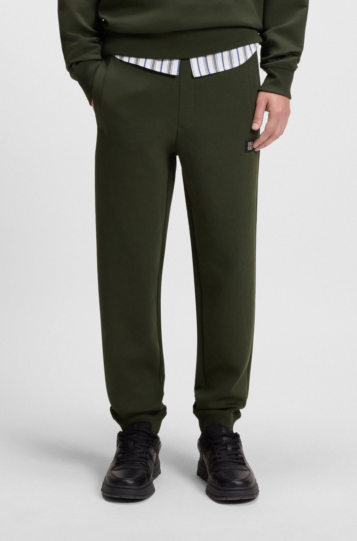 COTTON TRACKSUIT BOTTOMS WITH STACKED LOGO - 2