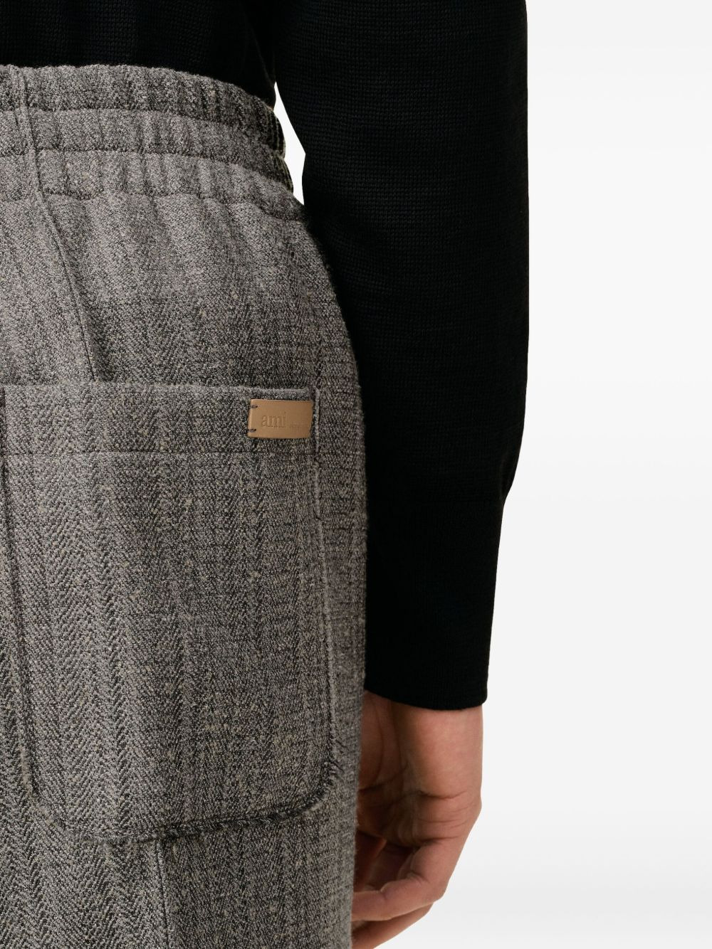 herringbone elasticated trousers - 6