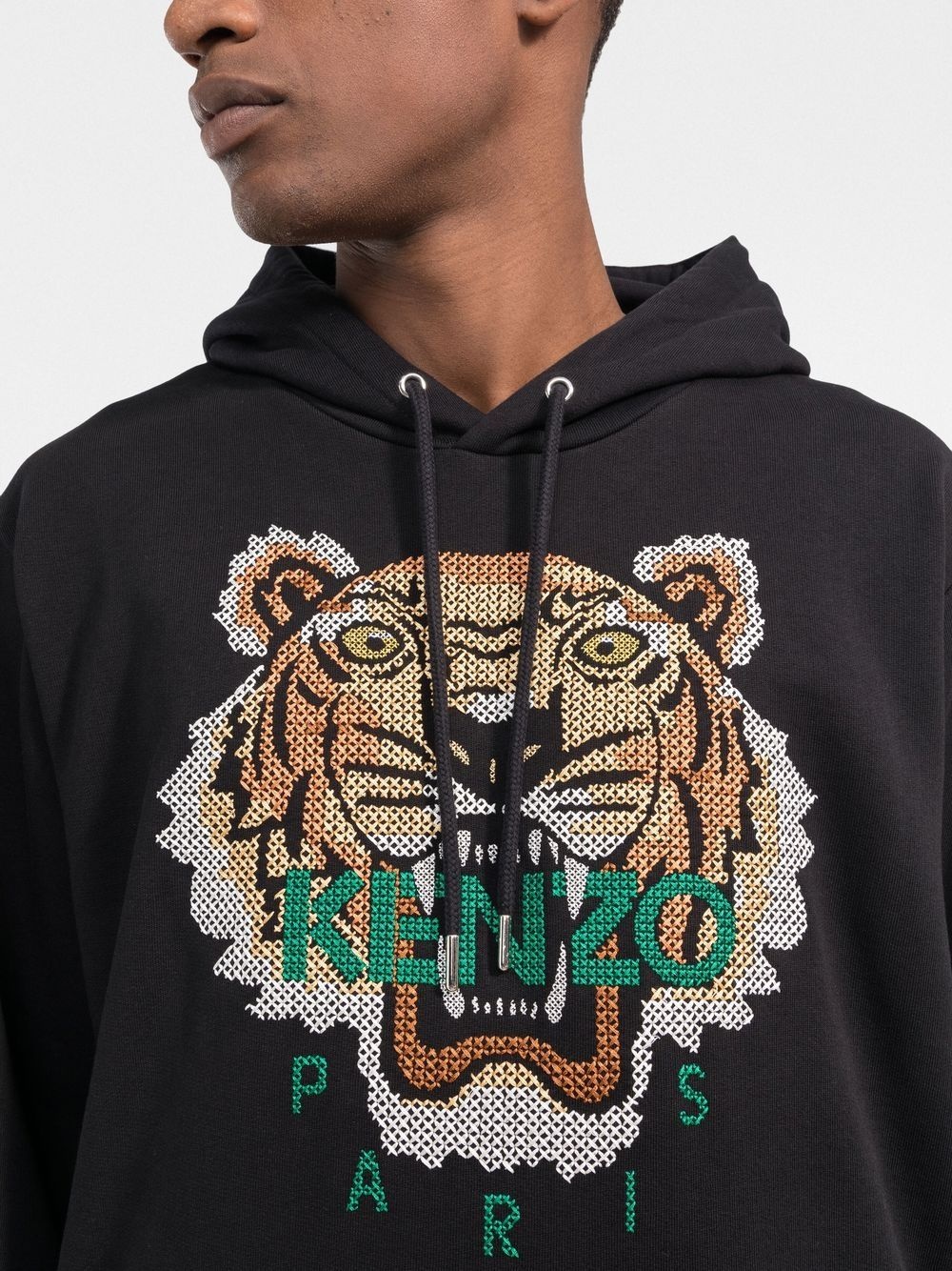 cross stitch tiger logo hoddie - 5