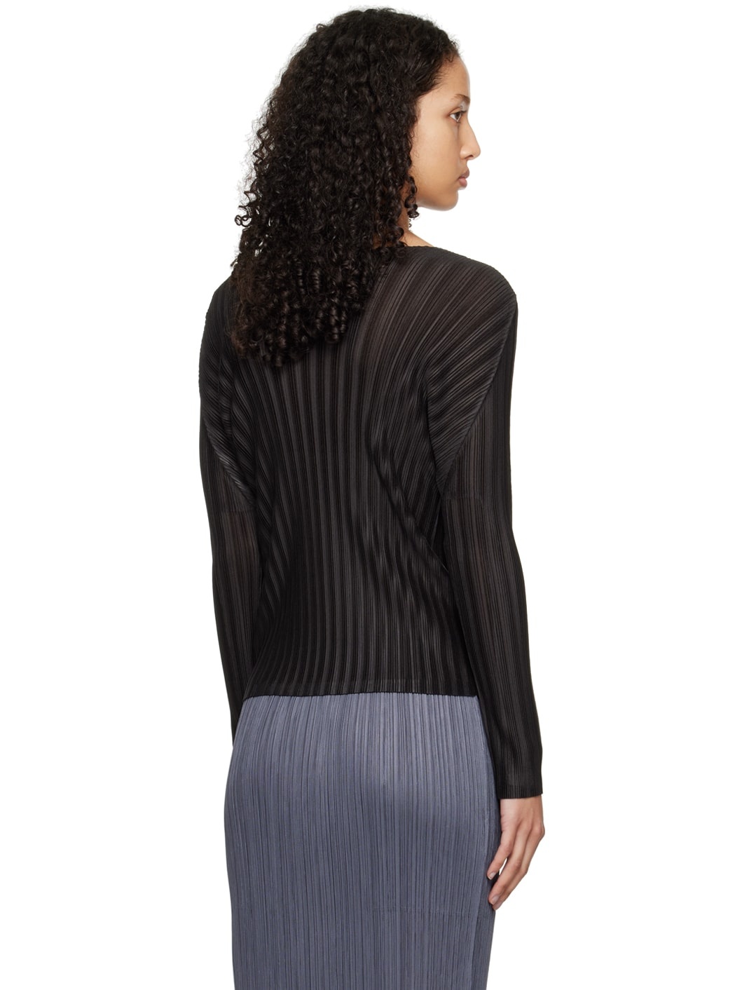 Black Rib Pleats January Long Sleeve T-Shirt - 3
