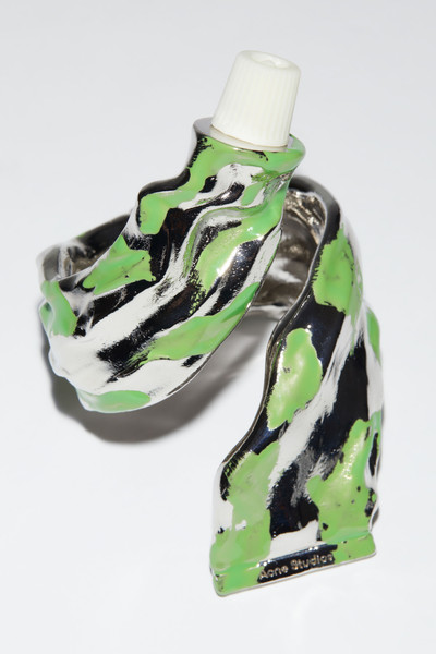 Acne Studios Paint tube bracelet - Silver/green outlook