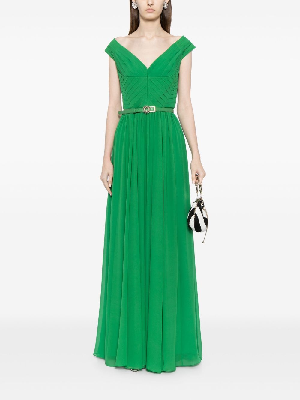 pleated bodice silk dress - 2