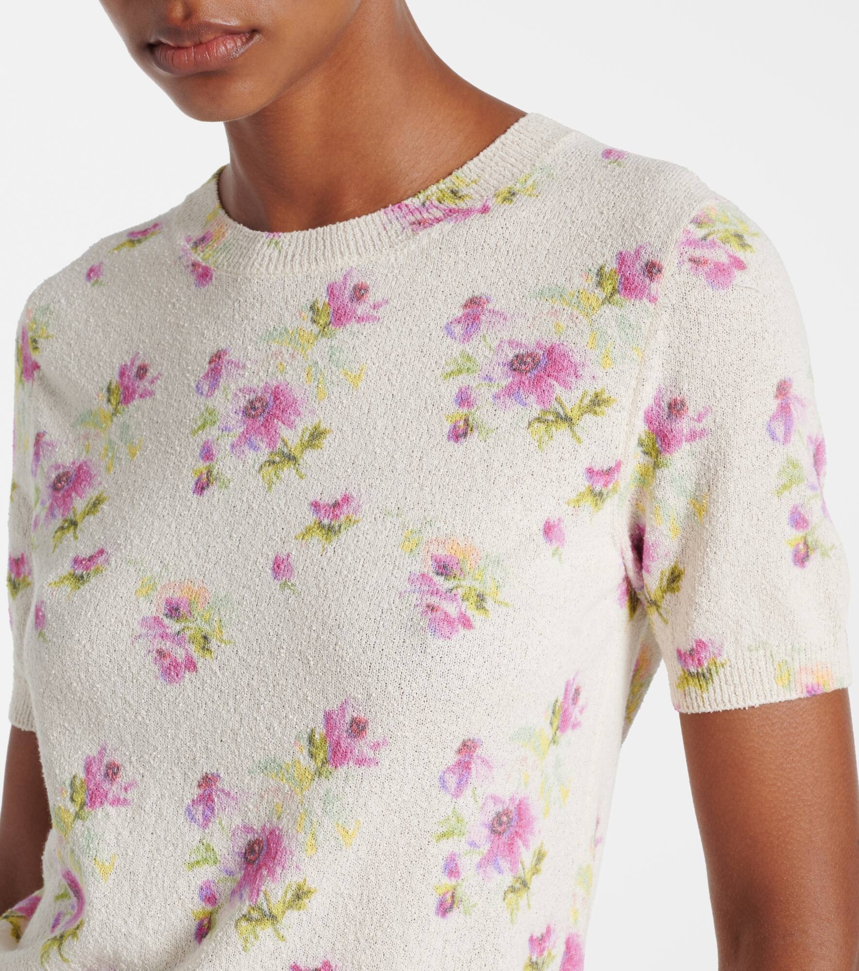Floral cotton-blend sweater - 4