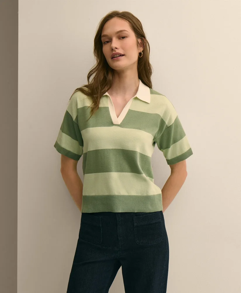 Supima® Cotton Short-Sleeve Rugby Polo Sweater - 1