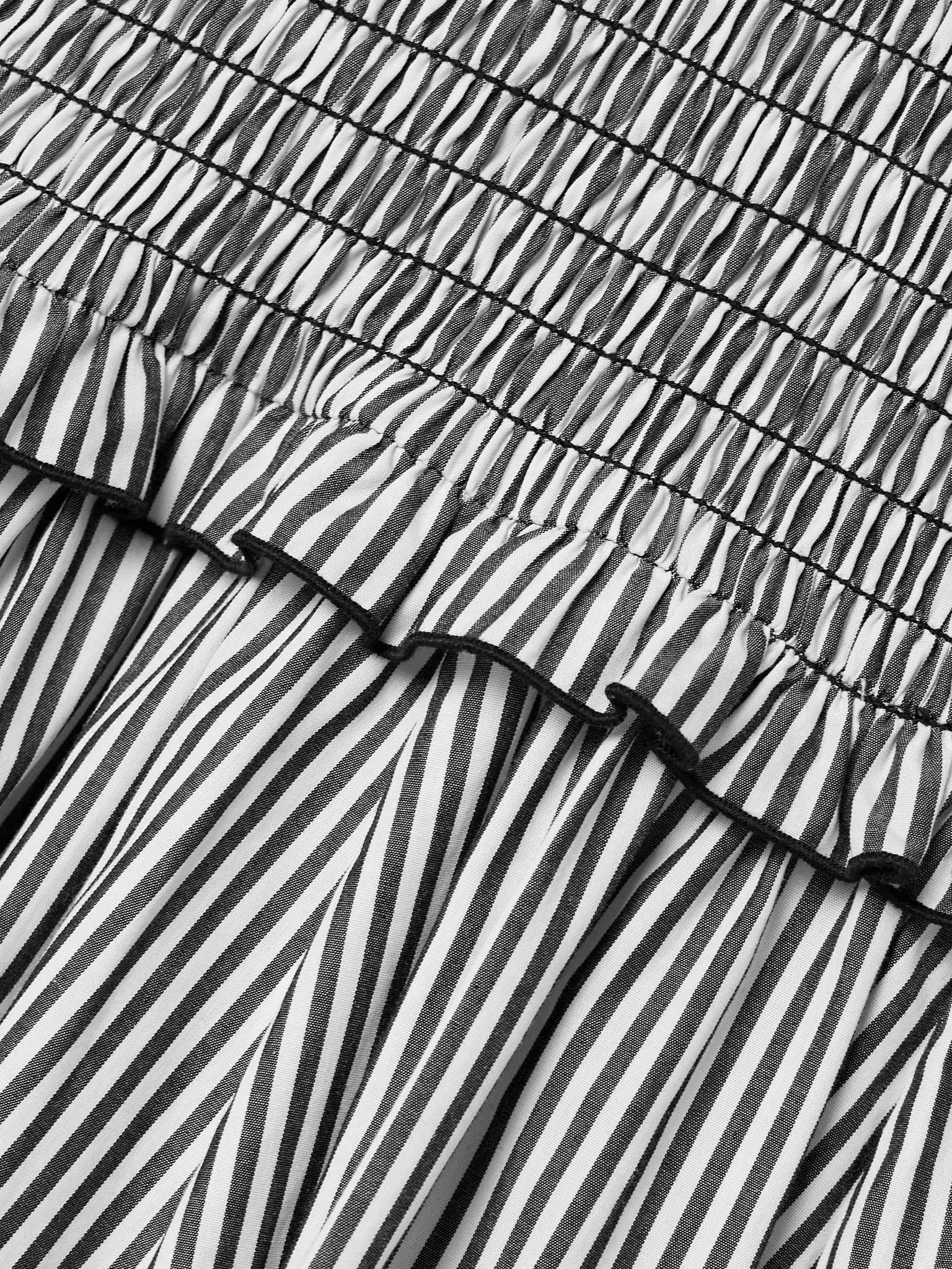 The Josie shirred striped cotton midi dress Gray - 4