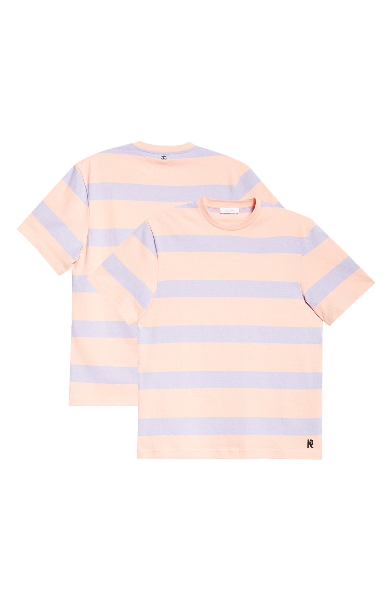 Rabanne Stripe Cotton T-Shirt in Stripes Peach /Lavander at Nordstrom - 6