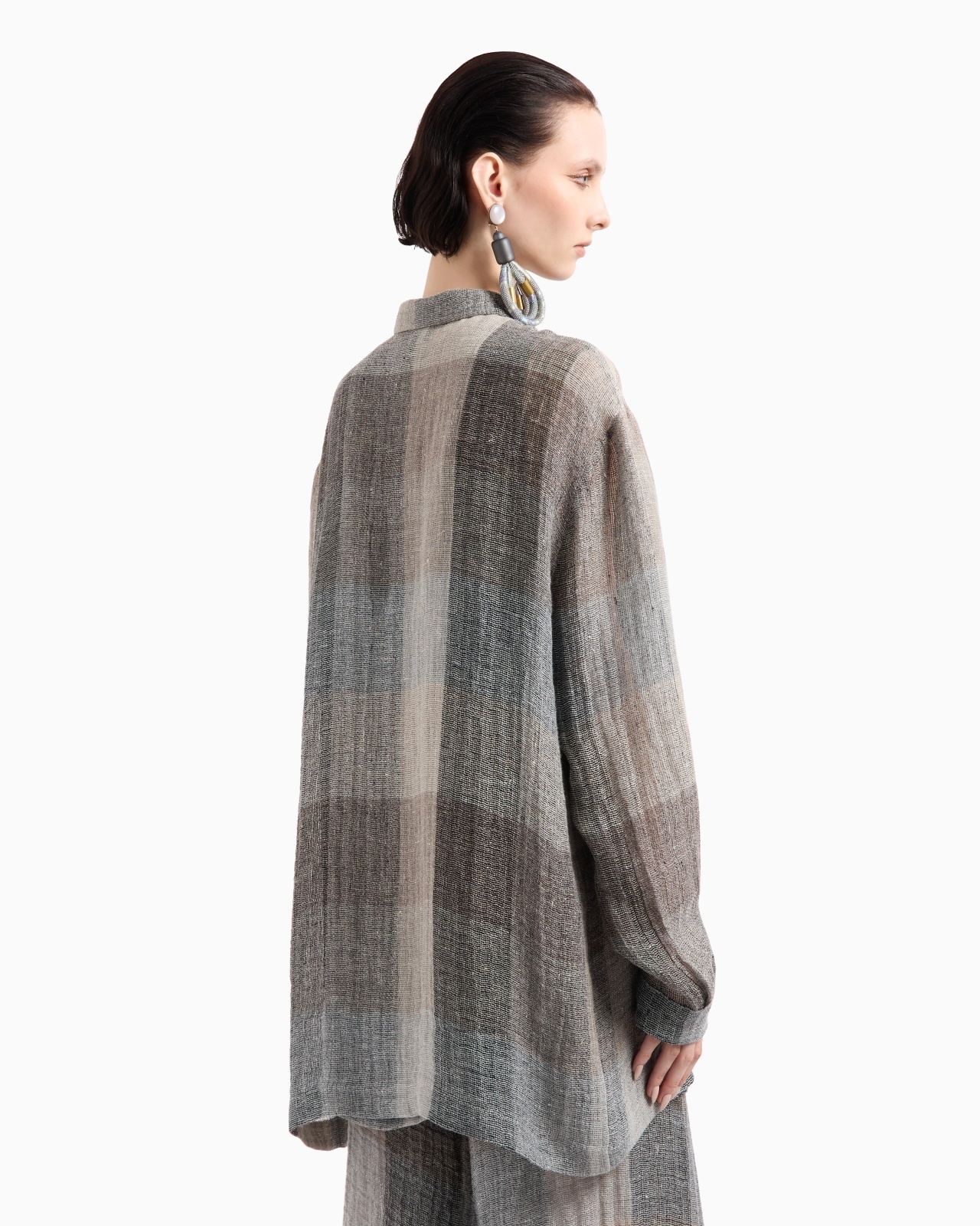 LOOSE BRUSHED LINEN CHECK SHIRT - 3