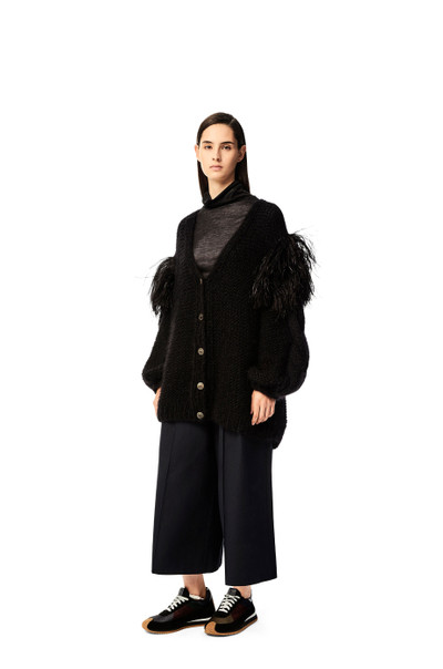 Loewe Feather trim cardigan in mohair outlook