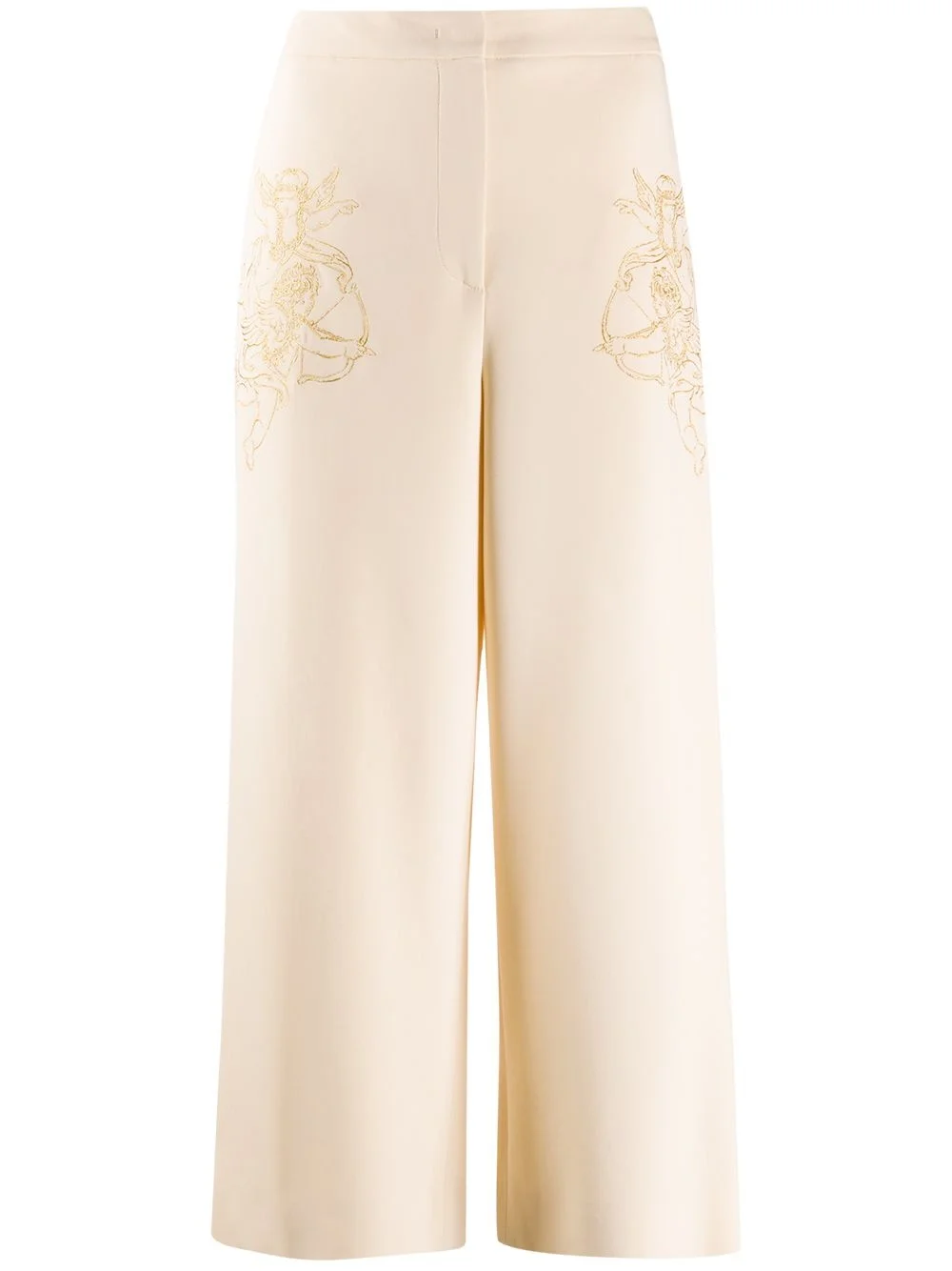 embroidered cupid cropped trousers - 1